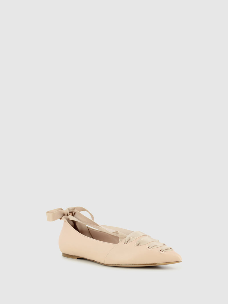 Le Silla Nude Lace-up Ballerinas