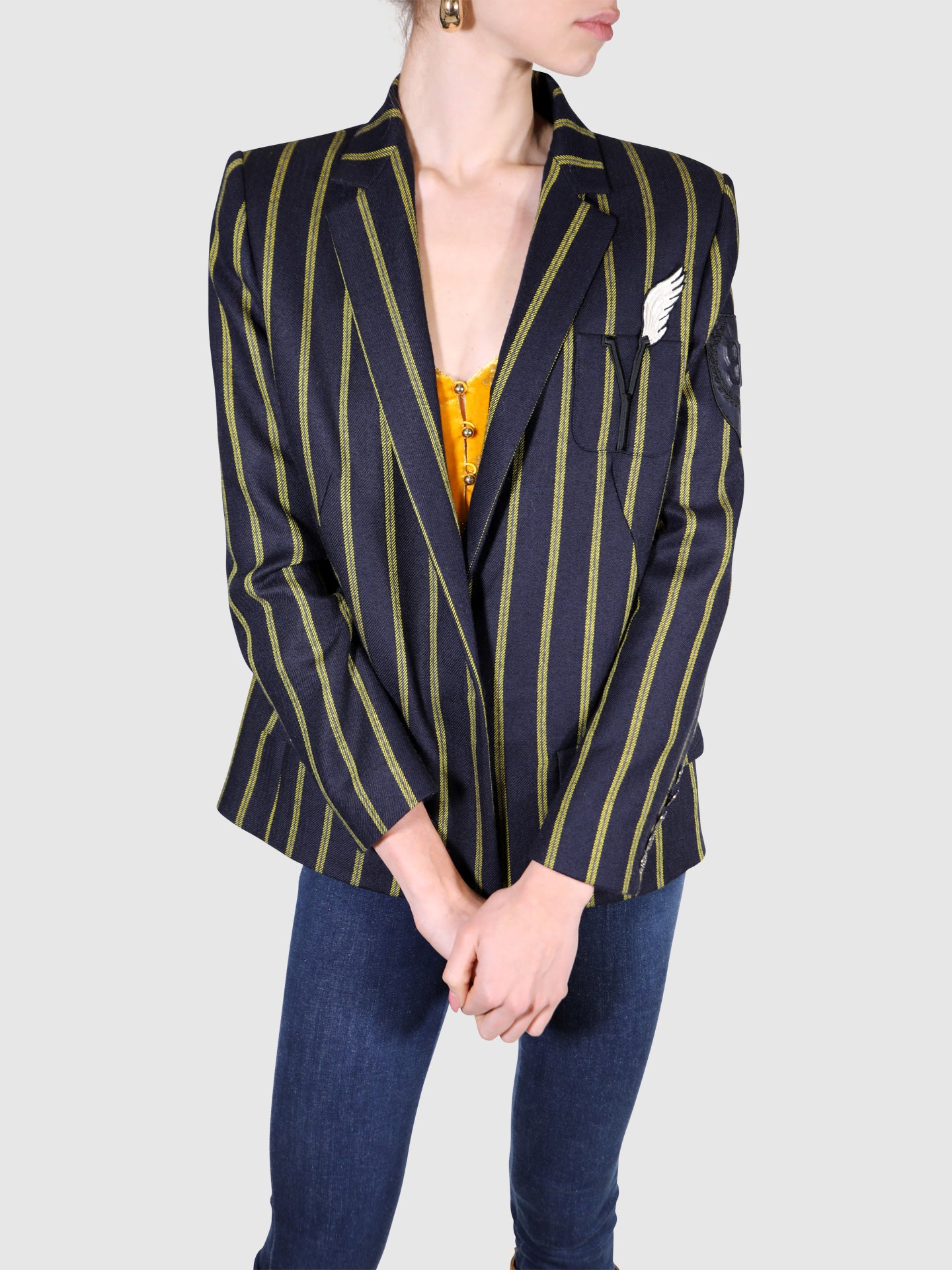 Irfe Yellow Stripe Blue Blazer