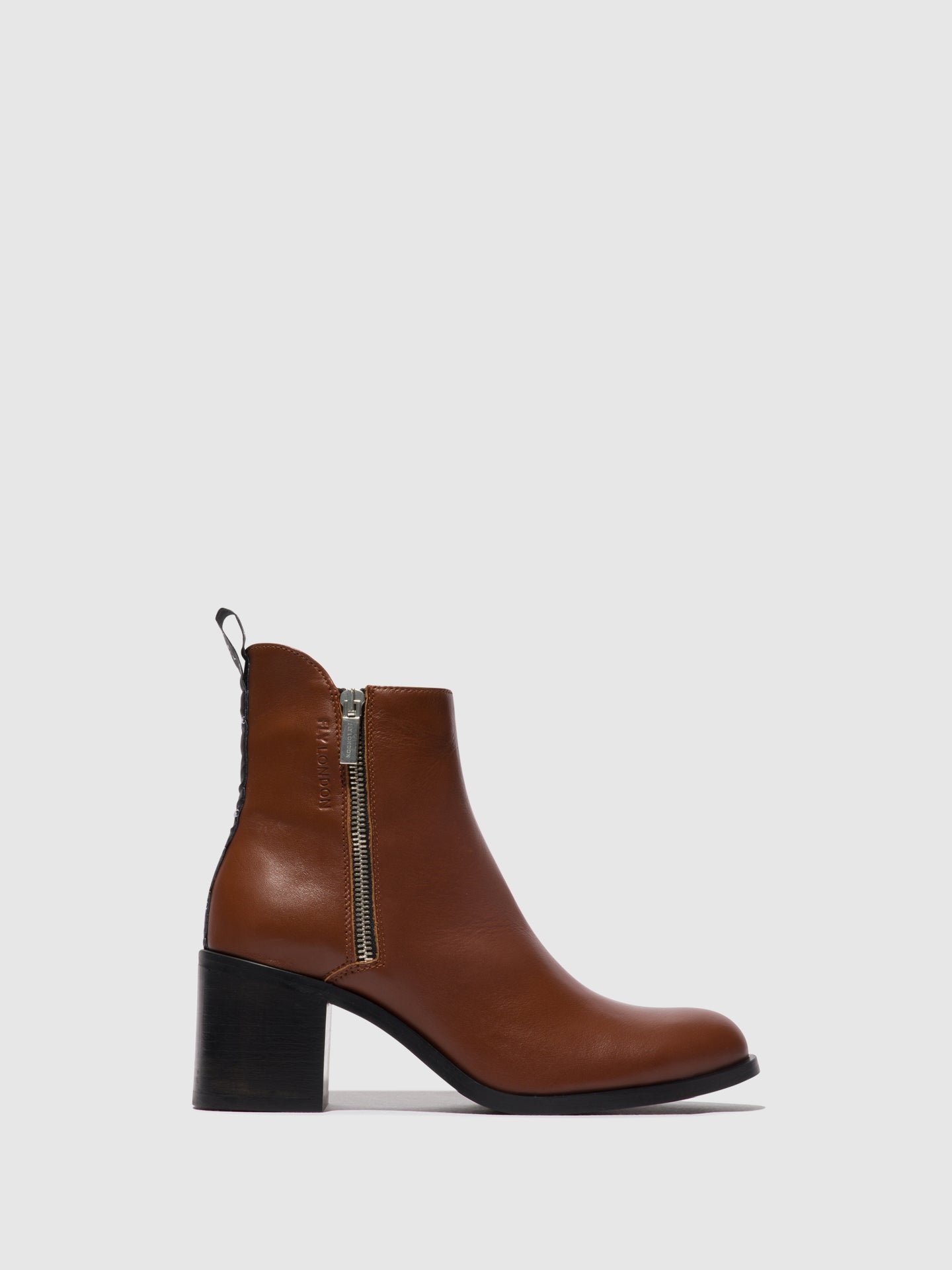 Fly London Zip Up Ankle Boots ADER912FLY COGNAC