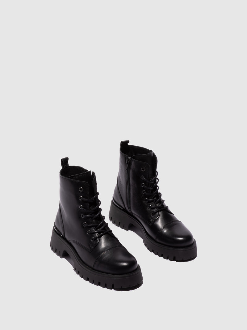 Foreva Black Lace-up Ankle Boots