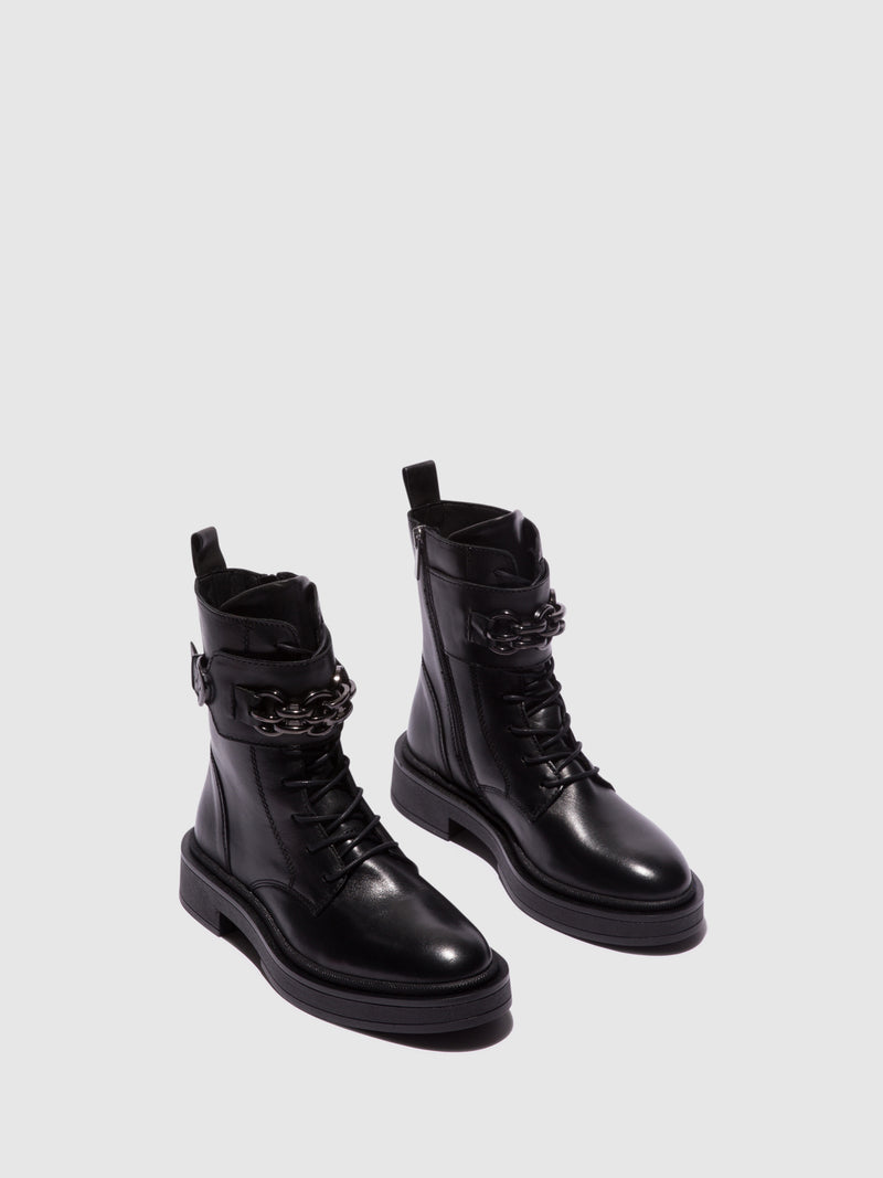 Foreva Black Zip Up Ankle Boots