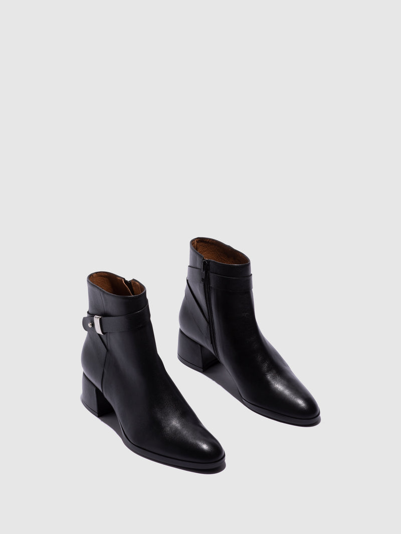 Sofia Costa Black Zip Up Ankle Boots