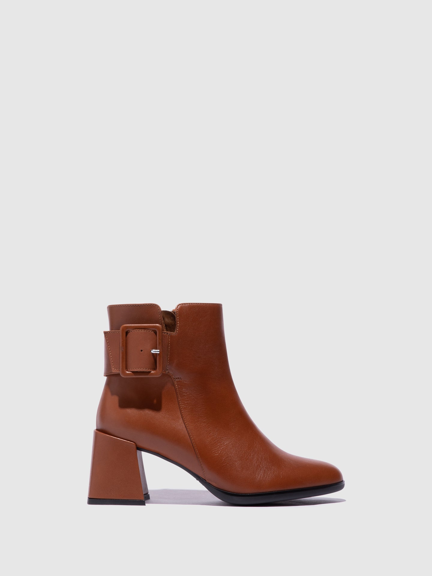 Sofia Costa Cognac Zip Up Ankle Boots