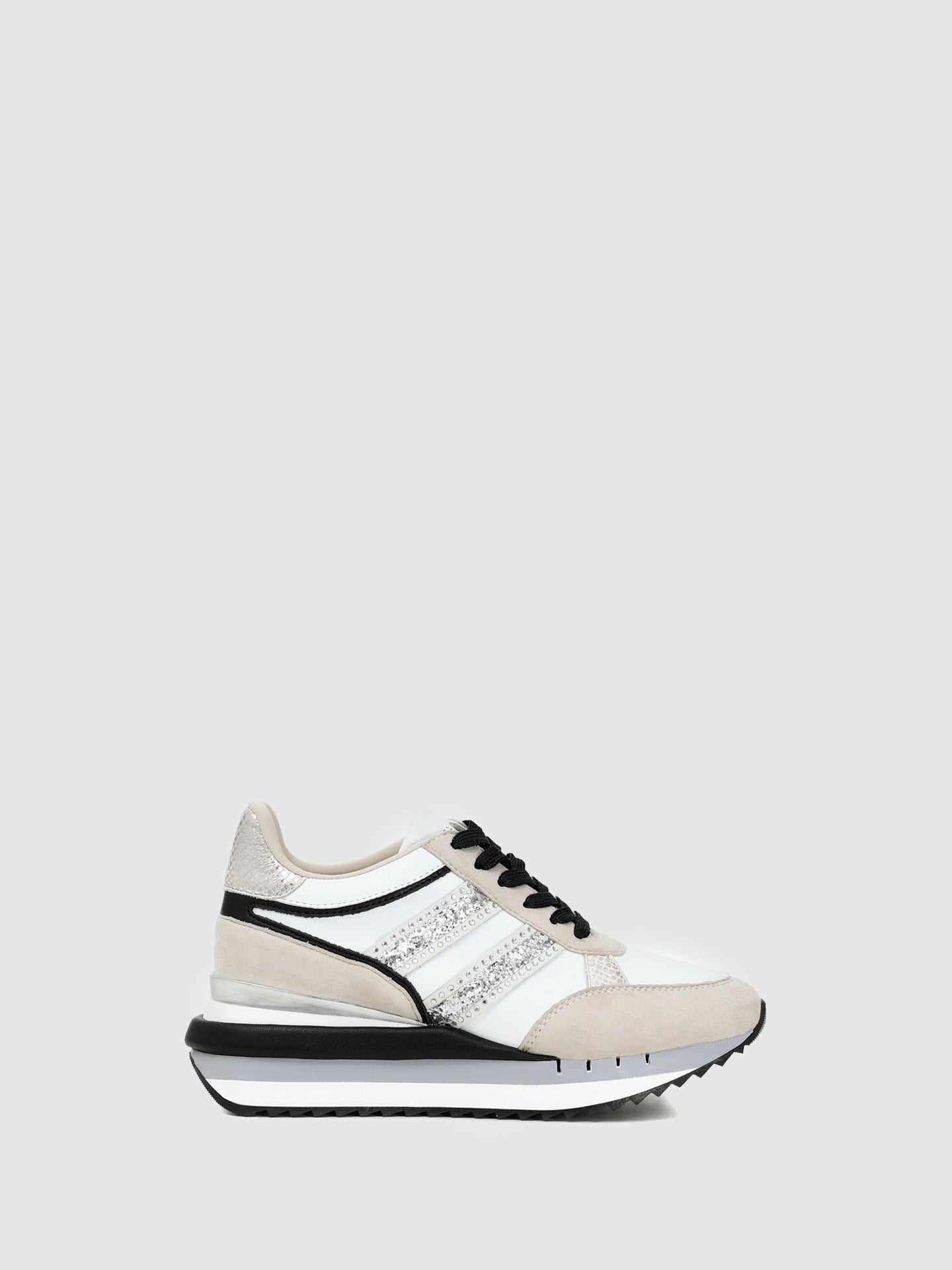 Cafè Noir White Lace-up Trainers