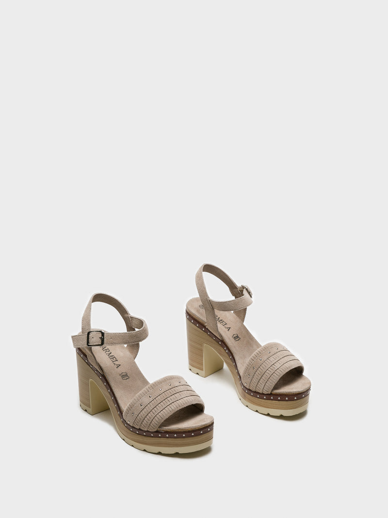 Carmela Tan Chunky Heel Sandals