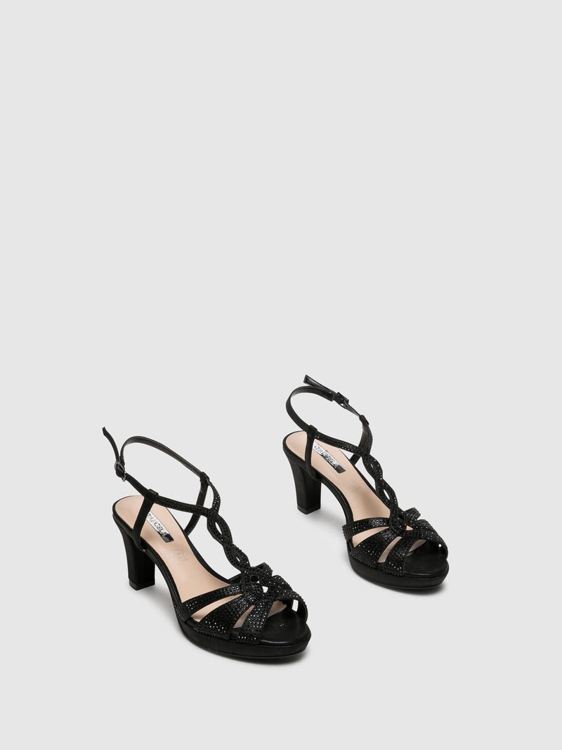 D'Angela Black Buckle Sandals