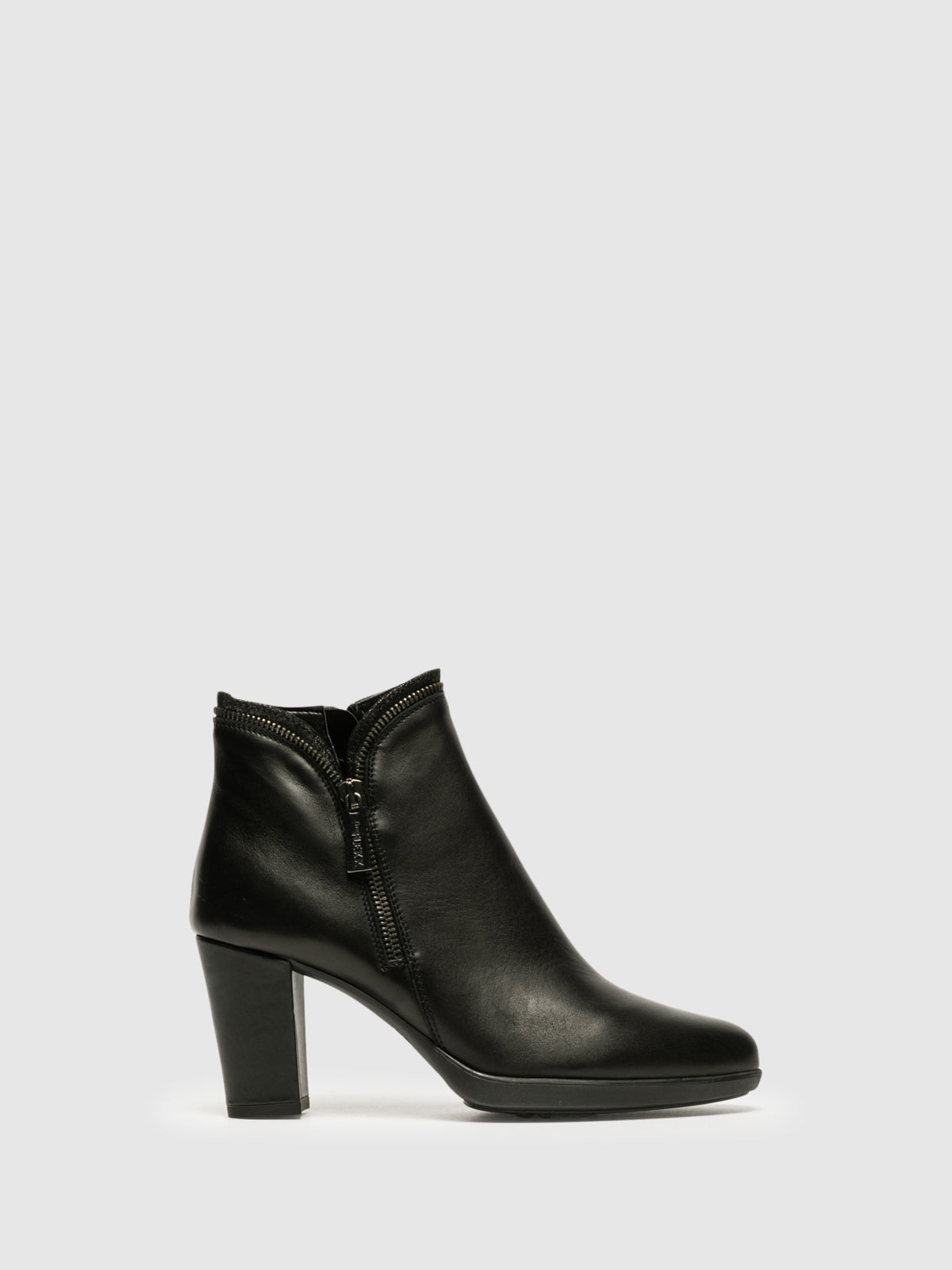 The Flexx Black Zip Up Ankle Boots