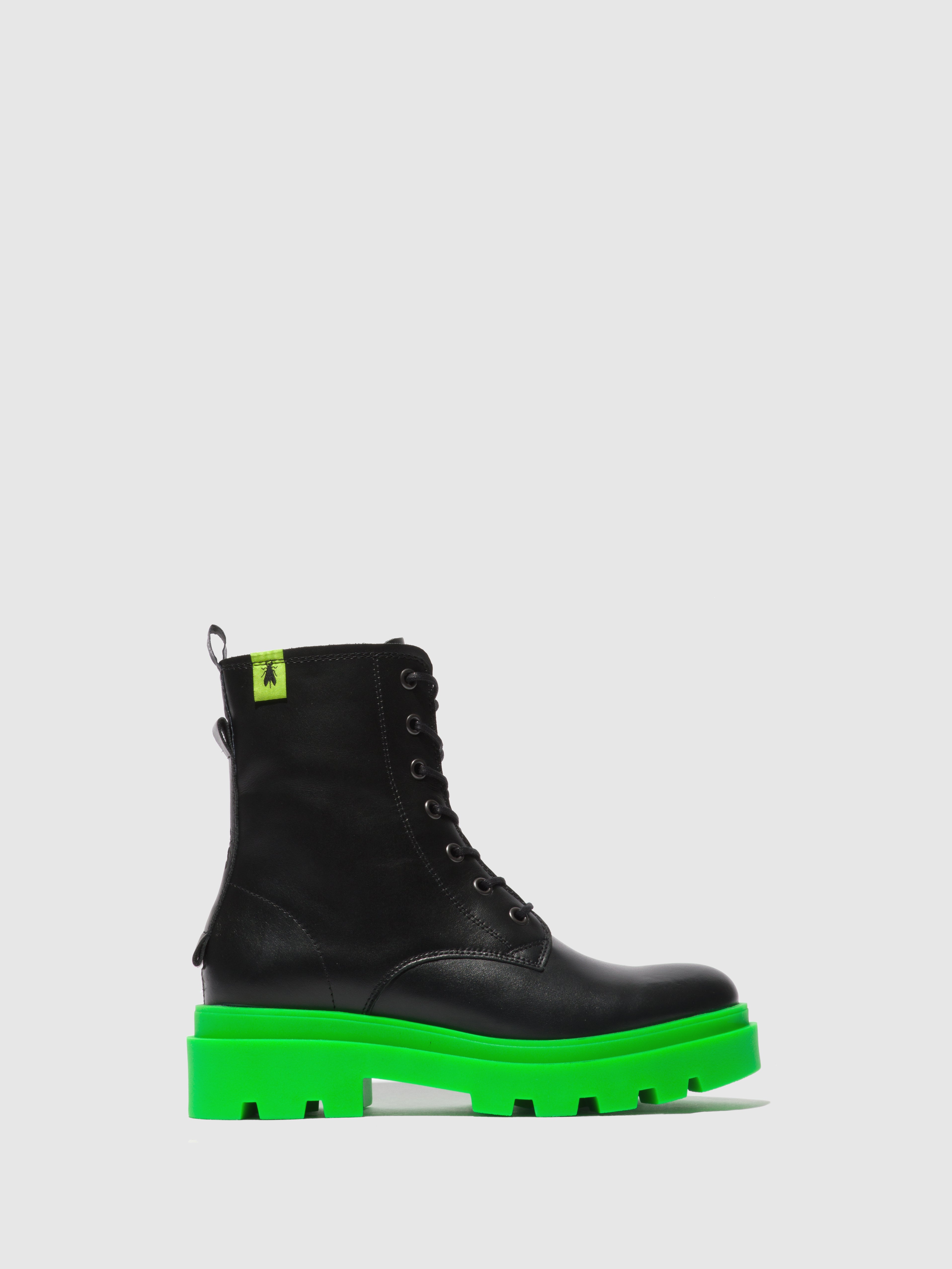 Fly London Lace-up Ankle Boots JACY881FLY NAUSICA BLACK (GREEN SOLE)