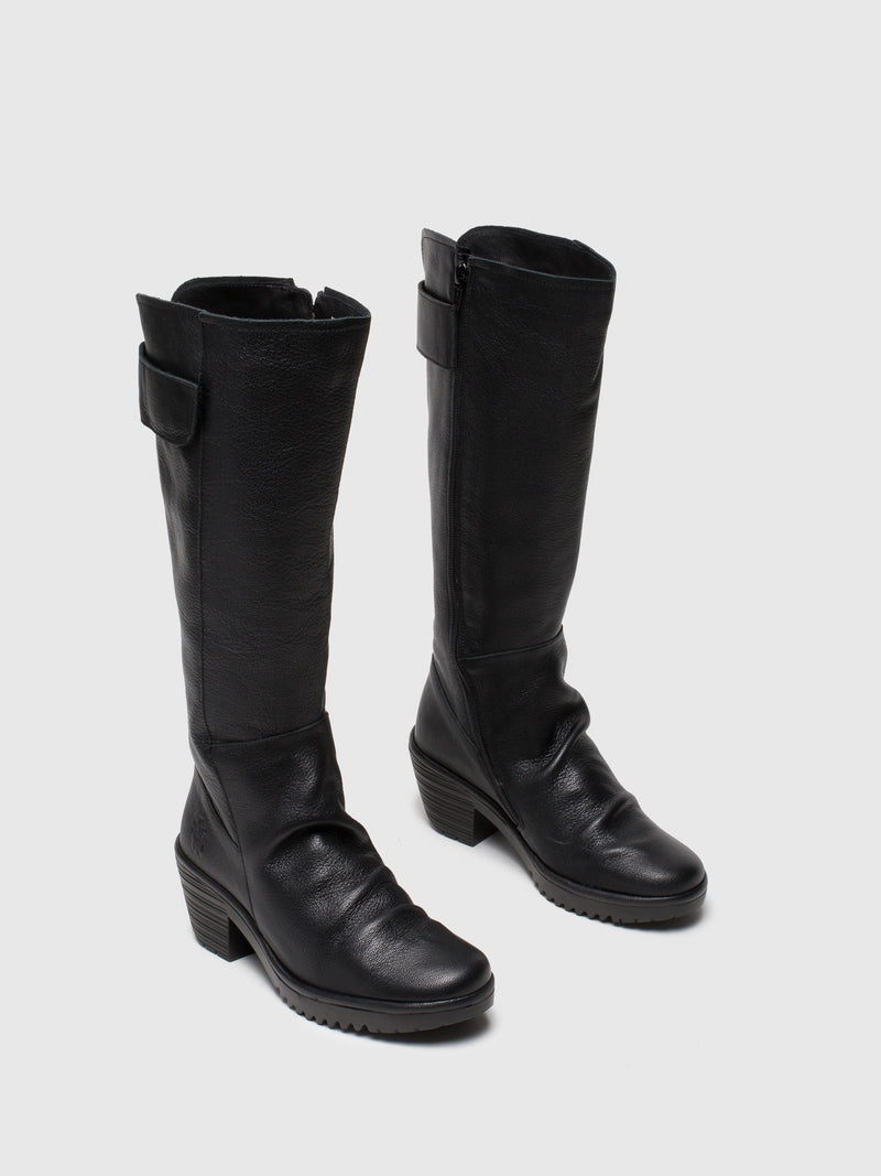 Fly London Black Zip Up Boots