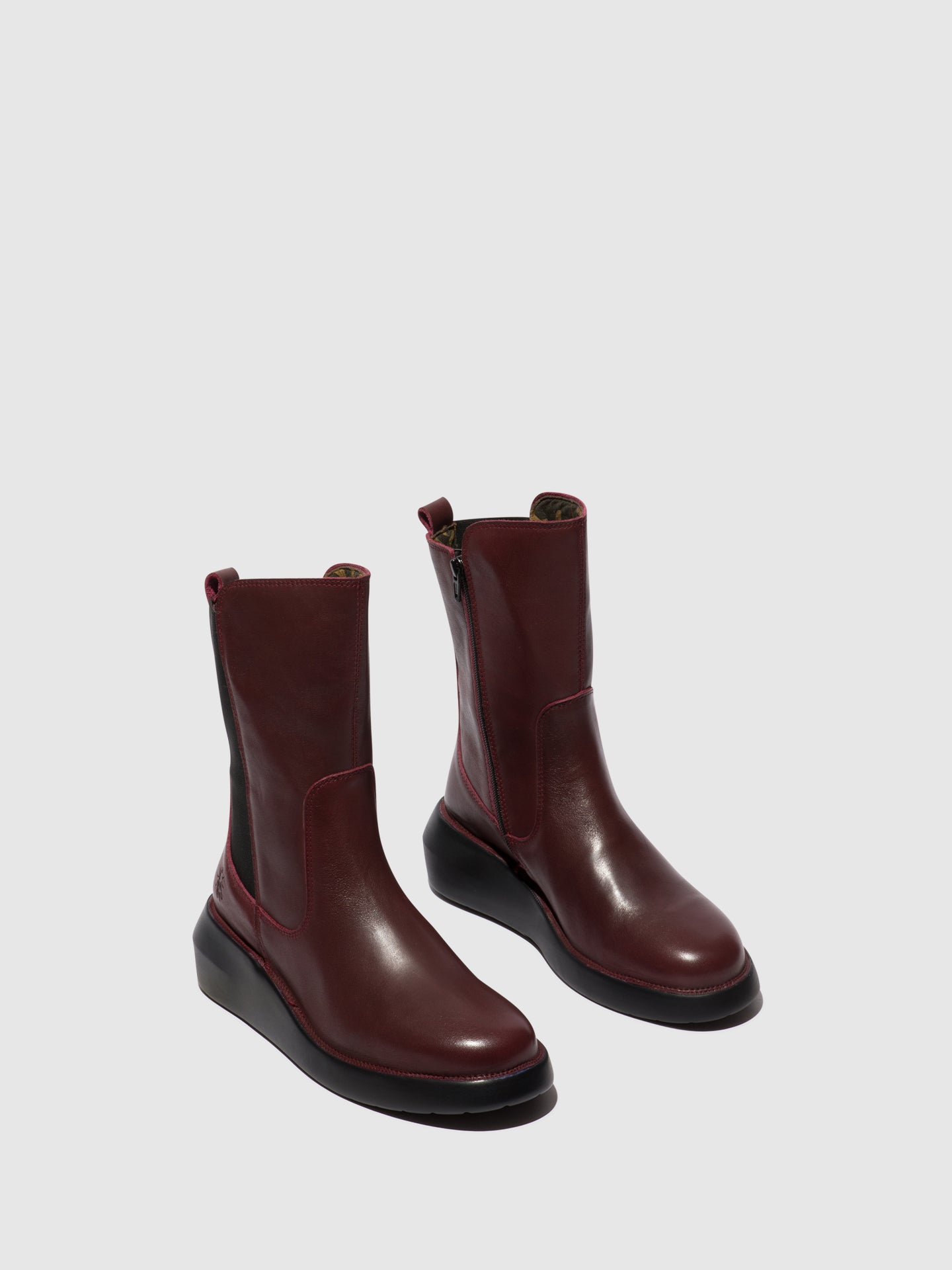 Fly London Zip Up Ankle Boots BRIN516FLY BORDEAUX