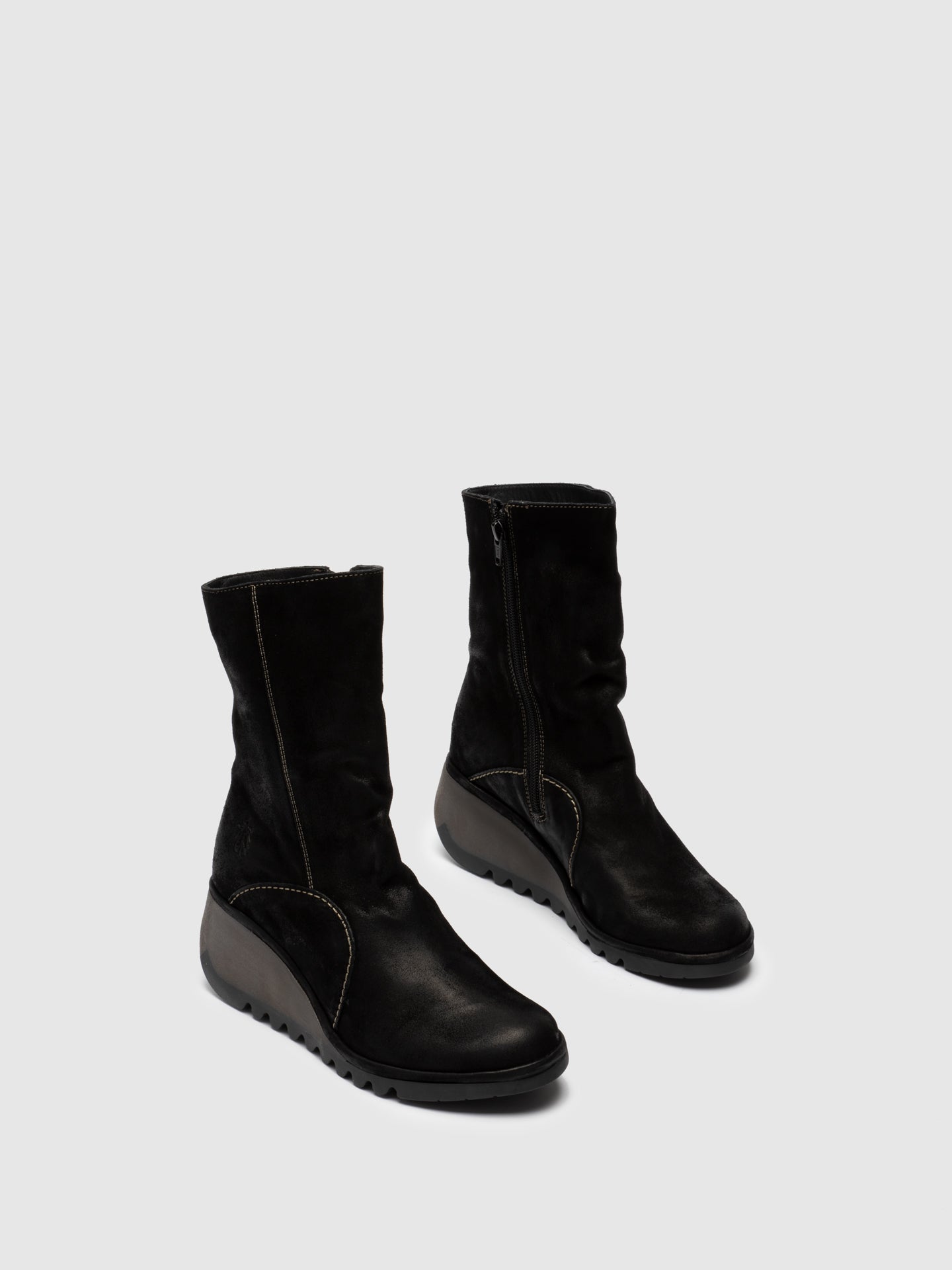 Fly London Black Zip Up Ankle Boots