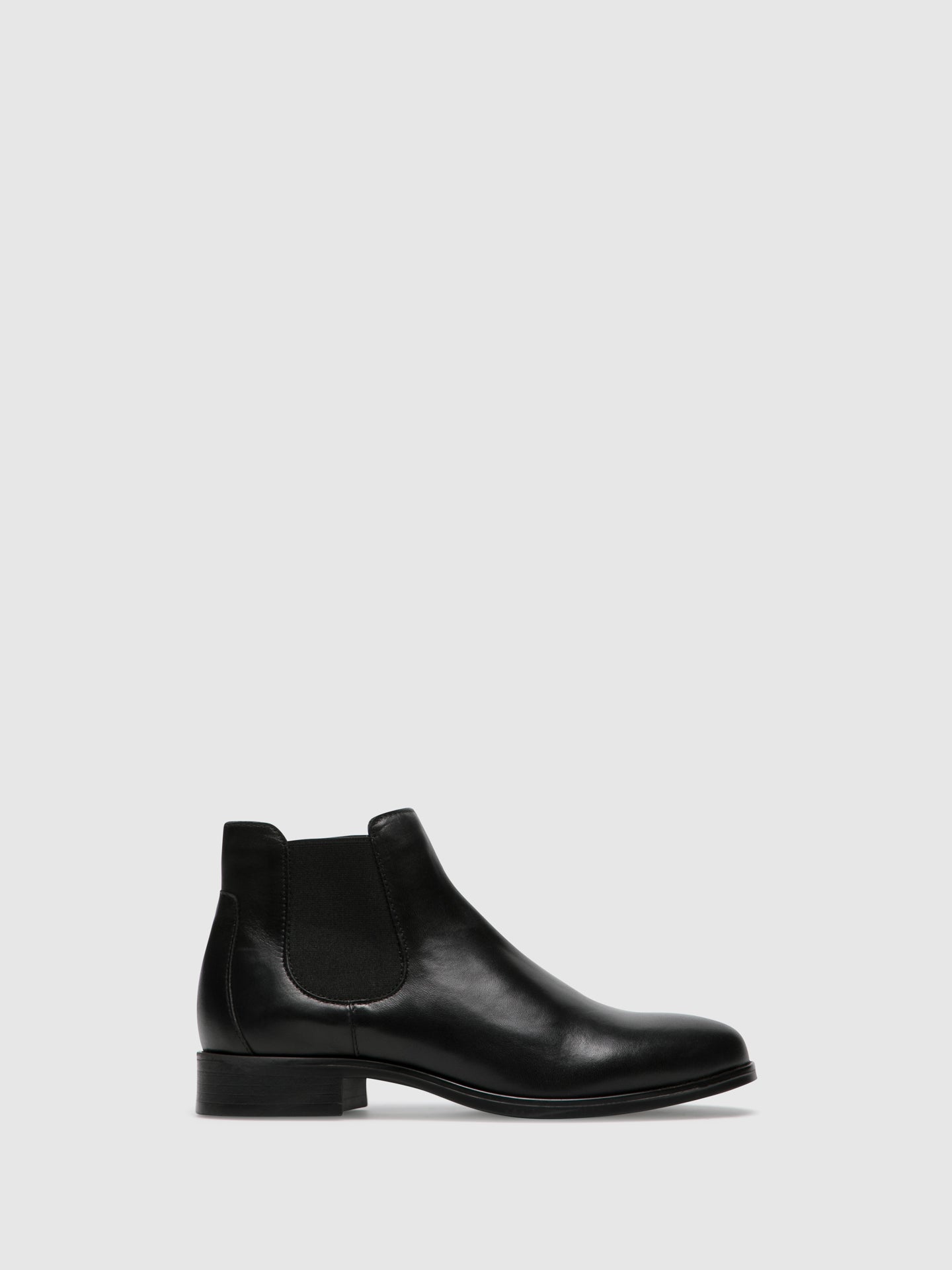 Foreva Black Leather Elasticated Ankle Boots