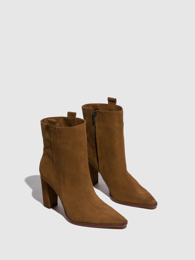 Foreva Brown Zip Up Ankle Boots