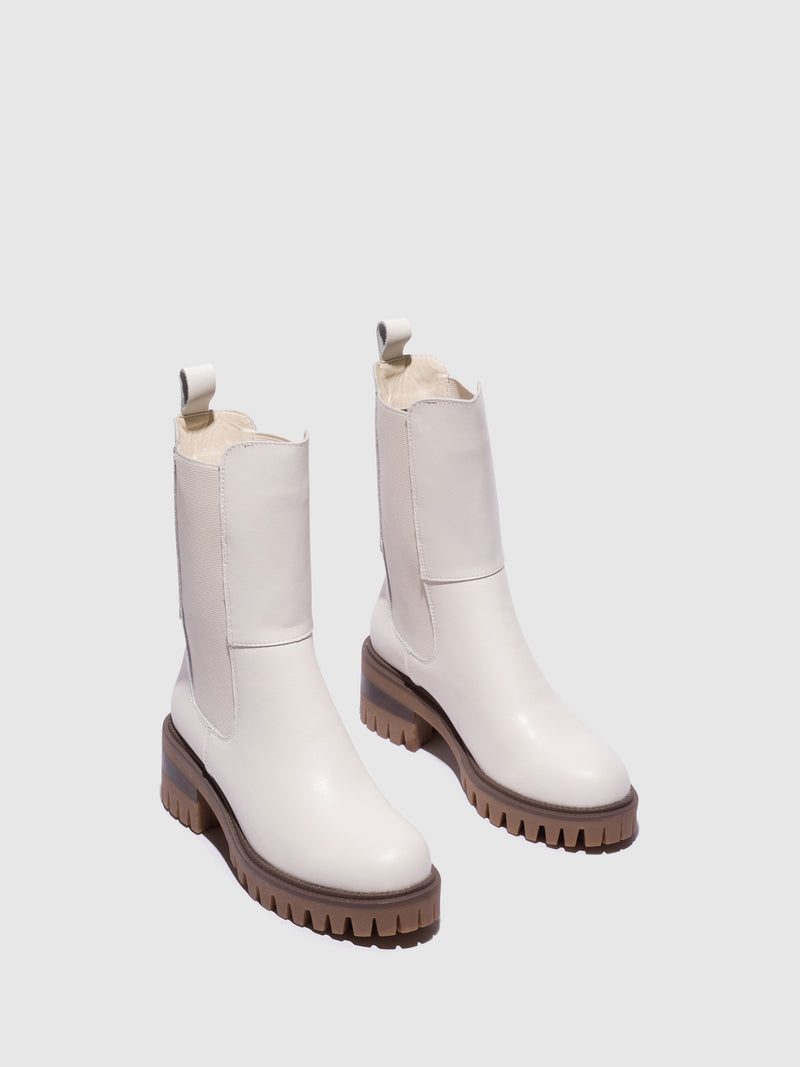 Top3 Beige Zip Up Boots